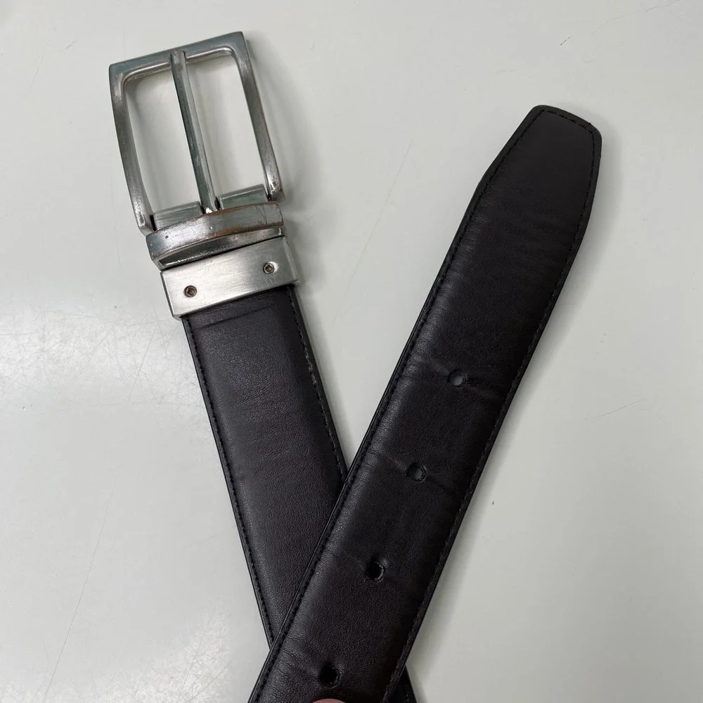 Nordstrom Reversible Leather Belt‎ Silver Buckle Classic Size 32